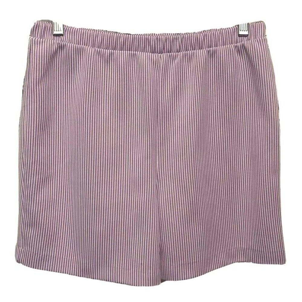 12 Vintage High Elastic Waist Striped Womens Shorts